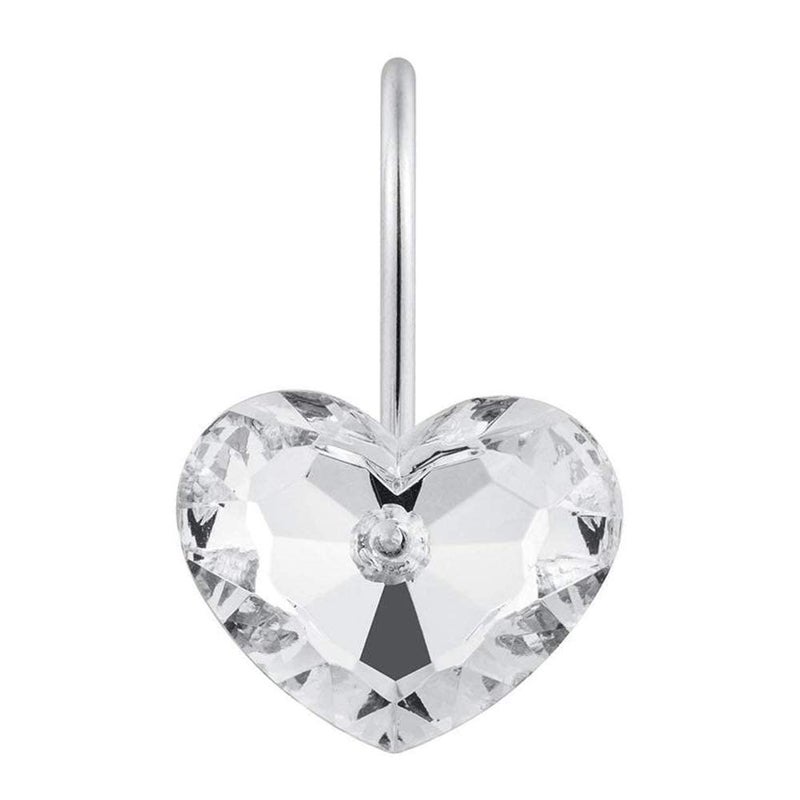Actpe Decorative Crystal Heart Shape Shower Curtain Hooks Rust Resistant Hooks Glide Shower Ring Hangs Holder Bling for Bathroom, Pack of 12 - Image 4